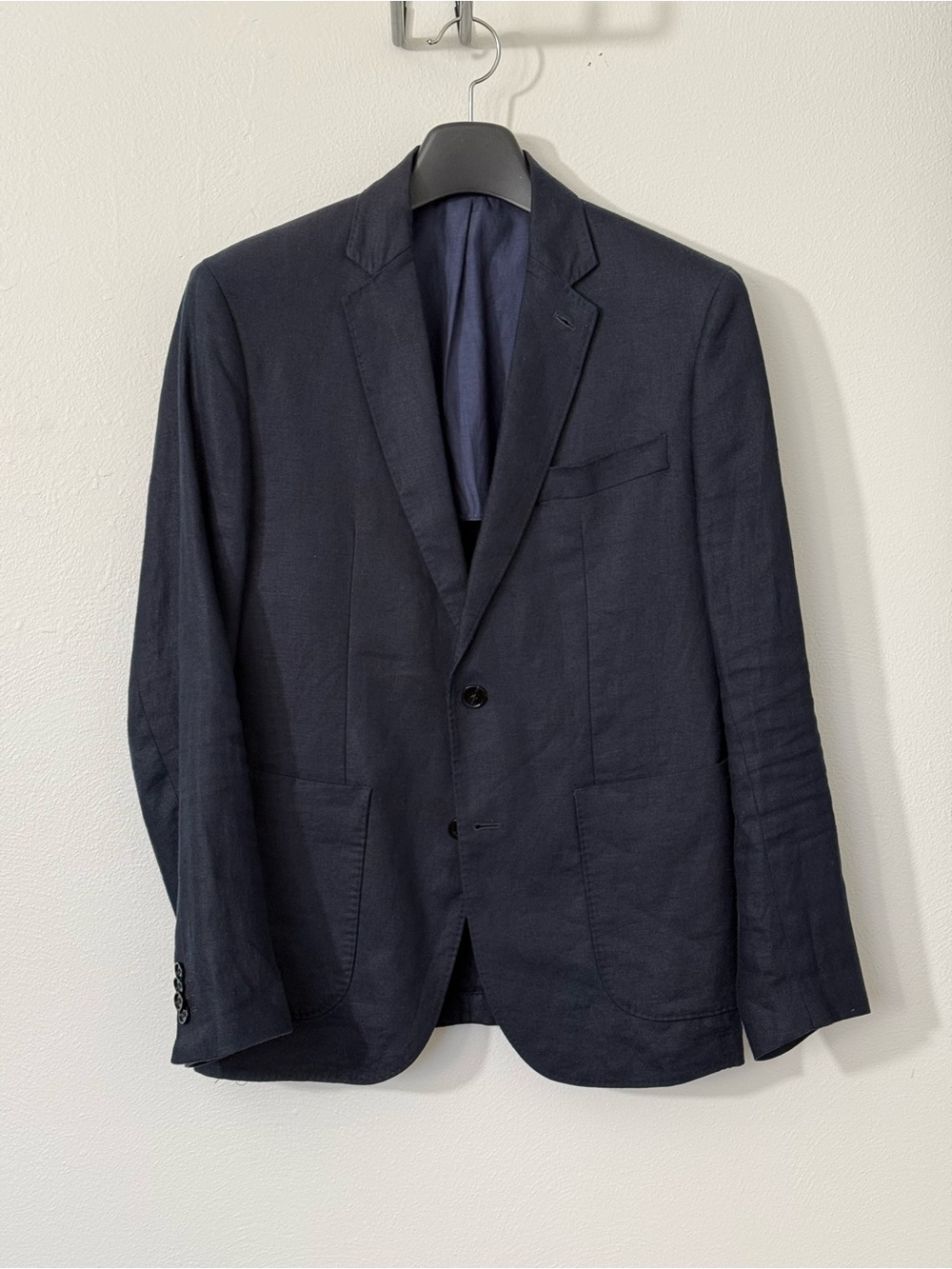 Mango Man 100% Linen Navy Slim Fit Blazer Men’s 38 US / 48 EU